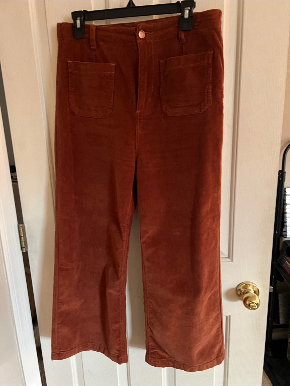 Women's Cropped Wide-Leg Corduroy Pants in Rust